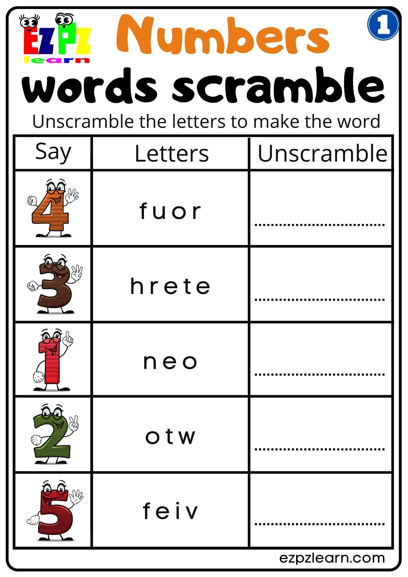 g1-numbers-word-scramble-worksheet-for-kindergarten-k5-and-esl-students
